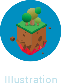Blue circle with floating island in middle
