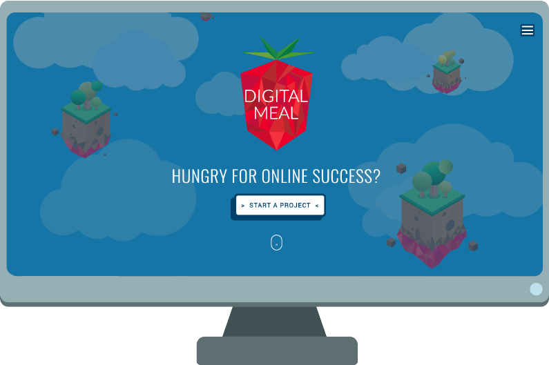 Desktop monitor with picture of new Digital Meal Website